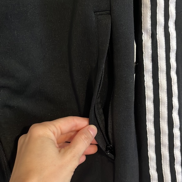 Adidas Unisex Black White Stripe Zip Up Jacket Size M - Picture 5 of 10